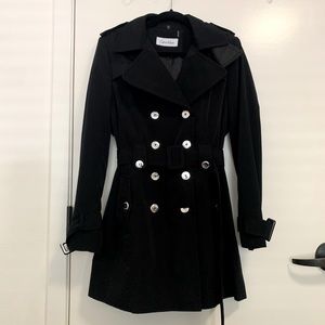 Calvin Klein black trench coat, double breasted M